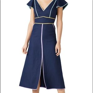 Kate Spade Linen Contrast Trim Dress